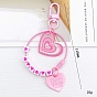 Cube & Heart Acrylic Pendant Keychain, with Polyester Cord and Spray Painted Alloy Findings