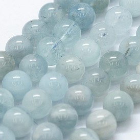 Natural Aquamarine Bead Strands, Round