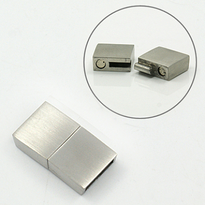Матовый 304 магнитные застежки из нержавеющей стали с клеевыми концами, прямоугольные, 22x12x5 мм, отверстие : 3x10 мм