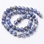 Perles de pierres fines , jaspe tache bleue naturelle, ronde