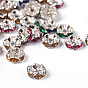 Latón de diamantes de imitación de acrílico granos del espaciador, borde ondulado, el color plateado de plata, Rondana plana