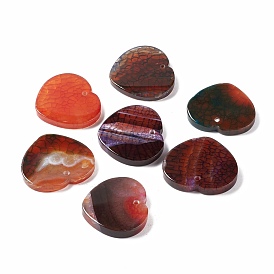 Natura Crackle Agate Pendants, Dyed & Heated, Heart