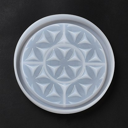 DIY Life of Flower Textured Cup Mat Silicone Molds, Resin Casting Coaster Molds, For UV Resin, Epoxy Resin Craft Making, Flat Round/Hexagon/Square/Flower Shape
