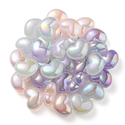 UV Plating Rainbow Iridescent Imitation Jelly Acrylic Beads, Heart