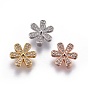 Brass Micro Pave Cubic Zirconia Slide Charms, Lead Free & Cadmium Free, Flower