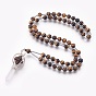 Alloy Pendant Necklace, with Natural Gemstone Beads, Star with Bullet