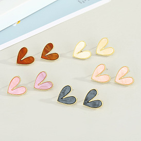 Cute Acrylic Heart Earrings - Irregular Geometric Studs - Fashion Accessories.