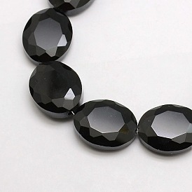 Perles ovales en verre de cristal brins, facette, 20x16x8mm, Trou: 1mm, Environ 35 pcs/chapelet, 27.5 pouce