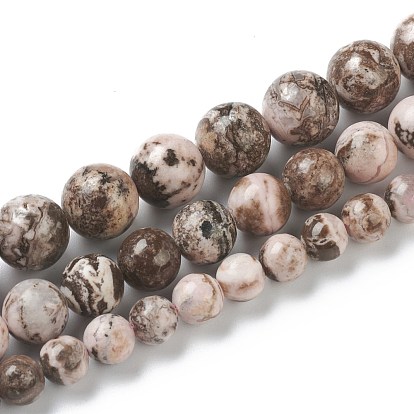 Perlas naturales rodocrosita hebras, grado ab, rondo
