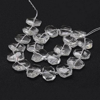 Natural Quartz Crystal Beads Strands, Rock Crystal, Faceted, Oval