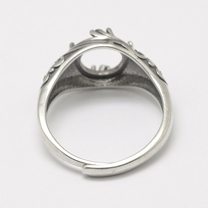 Регулируемый Таиланд 925 компоненты кольца на палец из стерлингового серебра, плоско-круглые