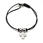 304 Stainless Steel Angel Charm Bracelet with Waxed Cord for Women