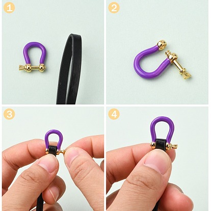 Латунные эмалированные d-образные кольца анкерные застежки-дужки, реальный 18 k позолоченный, для изготовления браслетов