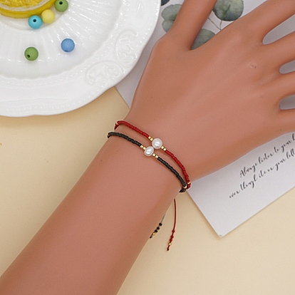 Bracelets de perles tressées en perles d'imitation de verre et graines, bracelet réglable