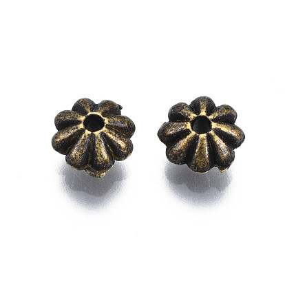 Tibetan Style Alloy Flower Spacer Beads, Cadmium Free & Lead Free