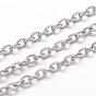 304 Stainless Steel Cable Chains, Textured, Soldered, Oval, for Jewelry Making