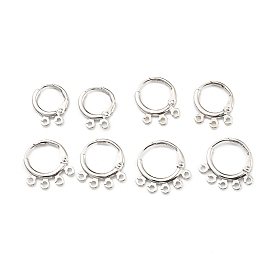 Rhodium Plated 925 Sterling Silver Leverback Earring Findings, with Loops & S925 Stamp