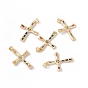 Rack Plating Brass Micro Pave Colorful Cubic Zirconia Pendants, Cadmium Free & Nickel Free & Lead Free, Cross