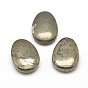 Teardrop Natural Pyrite Pendants, 30x22x10mm, Hole: 3mm