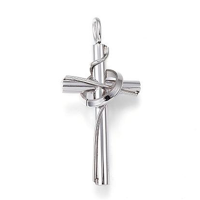 304 Stainless Steel Pendants, Cross with Circle