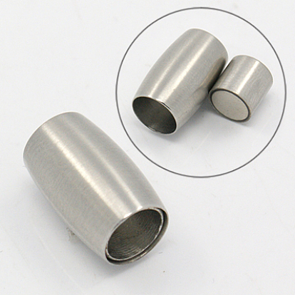 Mate cierres magnéticos de acero inoxidable con extremos para pegar, barril, 304 mm, agujero: 14x9 mm