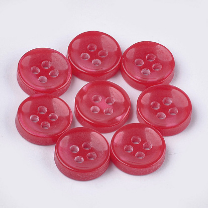 Resin Buttons, 4-Hole, Flat Round