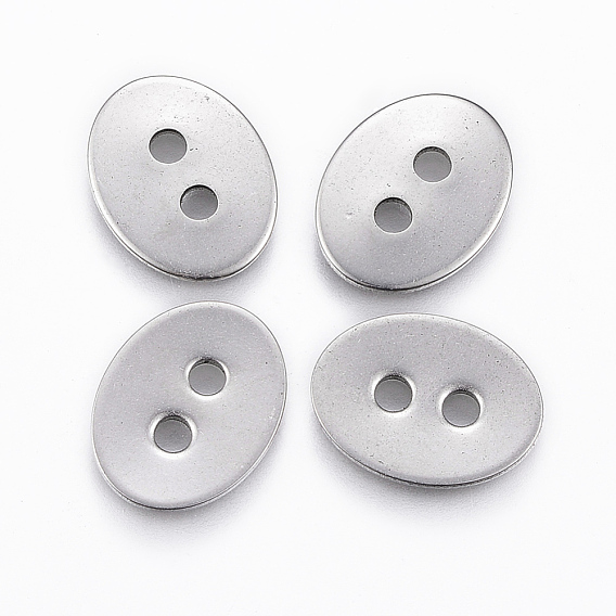 2-Hole 201 Stainless Steel Sewing Buttons, Flat Oval, for Bracelet Making