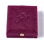 Rose Flower Pattern Velvet Jewelry Set Boxes, Necklaces & Earrings Boxes, with Cloth and Plastic, Rectangle
