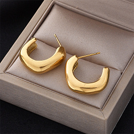 Minimalist Geometric Titanium Steel Stud Earrings for Men and Women
