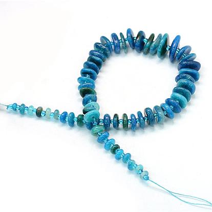 Brins de perles graduées en agate naturelle teintée, tranches plates irrégulières