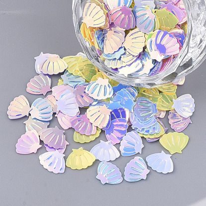 Ornament Accessories, PVC Plastic Paillette/Sequins Beads, No Hole/Undrilled Beads, Scallop Shell Shape