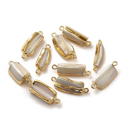 Natural Trochus Shell Pendants, with Brass Findings, Rectangle Charms