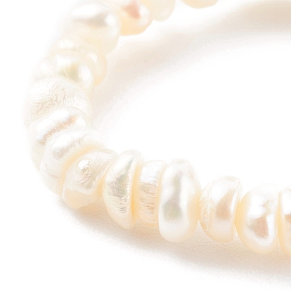 Bagues extensibles en perles d'eau douce de culture naturelles, avec des perles rondes faites à la main au chalumeau et de véritables perles en laiton plaqué or 18k