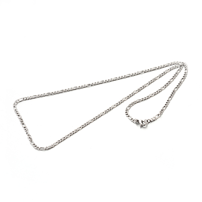 304 Stainless Steel Figaro Chain Necklaces, with Lobster Claw Clasps, 23.6 inch(599mm), 3x1mm