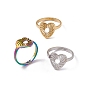 201 Stainless Steel Hollow Out Heart Adjustable Ring for Women