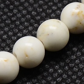 Brins de perles de magnésite naturelle, ronde, 6mm, Trou: 1mm