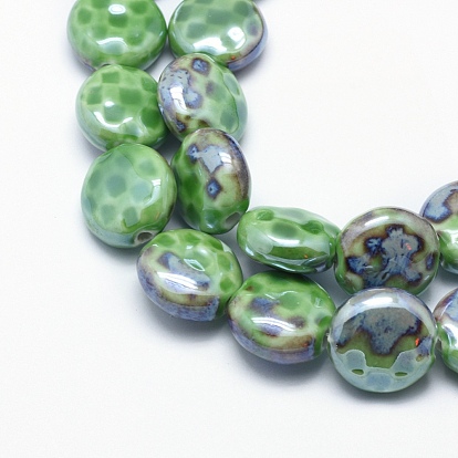Handmade Eco-Friendly Porcelain Beads, Flat Round