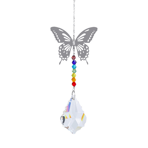 Металлические большие подвесные украшения, подвесные ловцы солнца, тема чакры k9 хрустальное стекло, бабочка