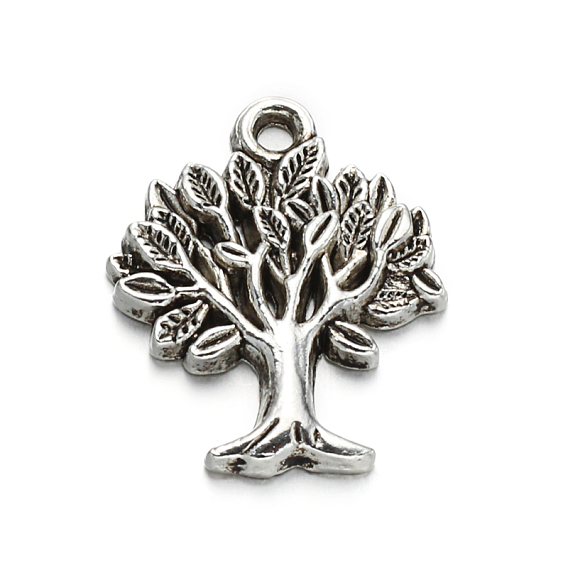 Tree of Life Tibetan Style Alloy Pendants, Cadmium Free & Lead Free, 22x17x2.5mm, Hole: 2mm