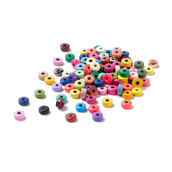 Alloy Enamel Beads, Heishi Beads, Disc/Flat Round