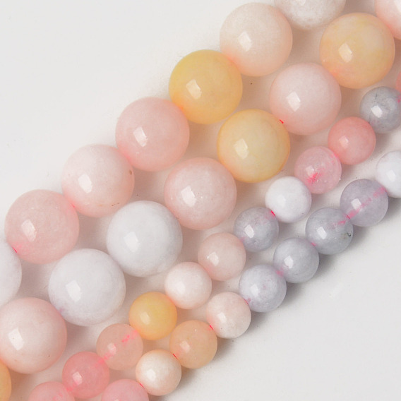 Perles naturelles de quartz brins, teints et chauffée, imitation couleur morganite, ronde