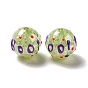 Perles rondes acryliques craquelées transparentes de couleur ab, perle boo halloween, avec l'émail