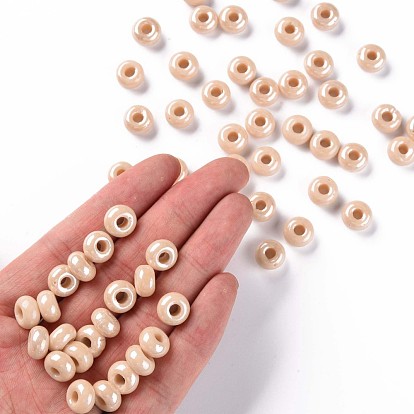 Perles rondes en verre lustre couleurs opaques, trou rond