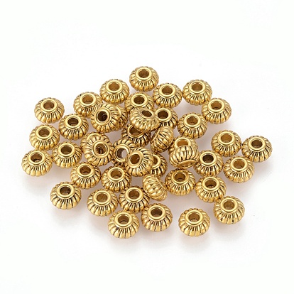 Perles d'entretoise en alliage, sans cadmium et sans plomb, rondelle, 6x4mm, Trou: 1.5mm