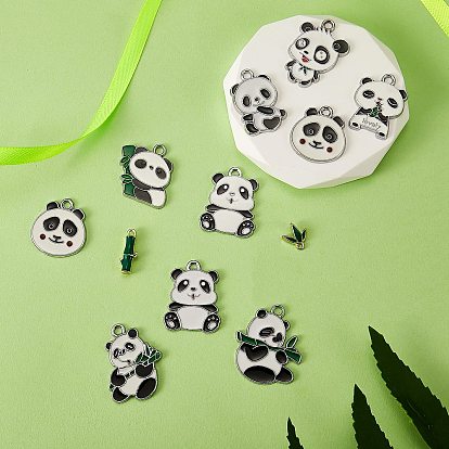 DIY Panda Drop Earring Making Kits, Including Alloy Enamel Pendant, Iron Earring Hooks & Jump Rings