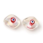 Perlas de vidrio transparentes, con esmalte, ojo de caballo con patrón de mal de ojo