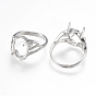 Laiton composants d'anneau pour les doigts, 4 réglages de bague à griffes, avec zircons, ovale, taille 7