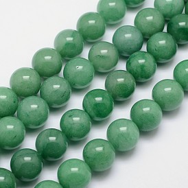 Redondas hebras de perlas de aventurina verde natural, 18 mm, agujero: 1 mm, sobre 22 unidades / cadena, 15.74 pulgada