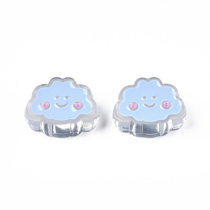 Transparent Acrylic Beads, with Enamel, Cloud