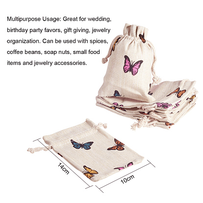 Sacs d'emballage en polycoton (polyester coton), avec papillon imprimé
